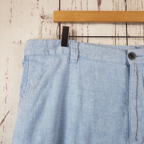 Tommy Bahama Bermuda Shorts Mens Size 40 Flat Front Linen Blue - Picture 2 of 6